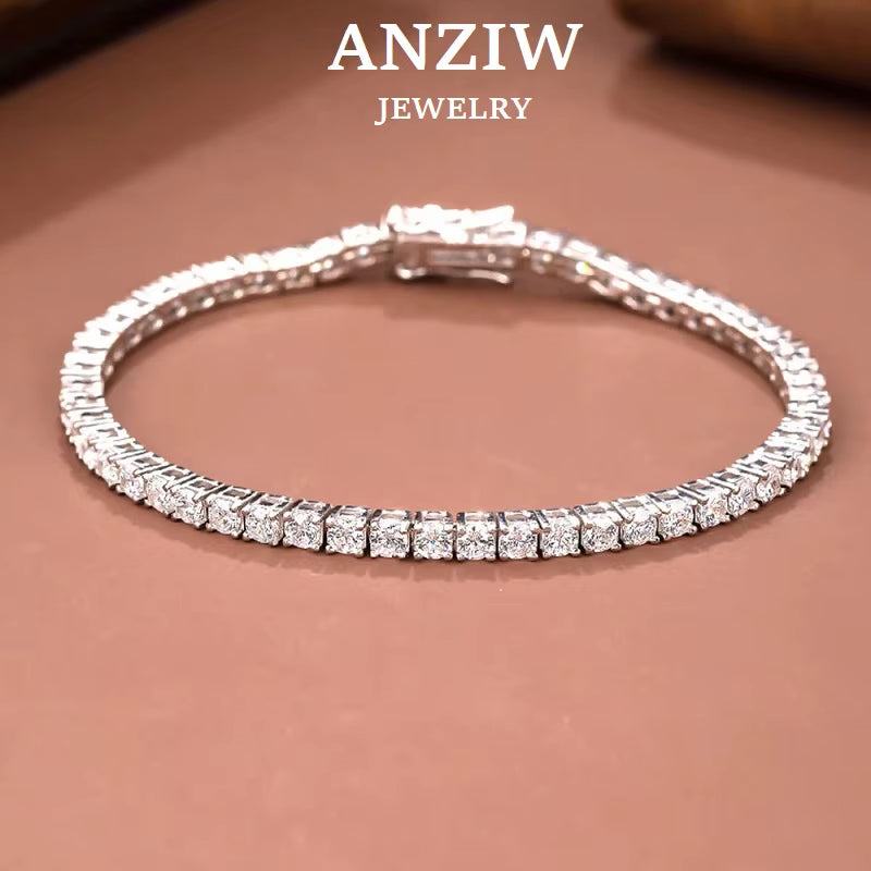 D VVS1 Moissanite Tennis Bracelet Original 925 Sterling Silver GRA Certified Bracelets for Women Man Plated 18K White Gold