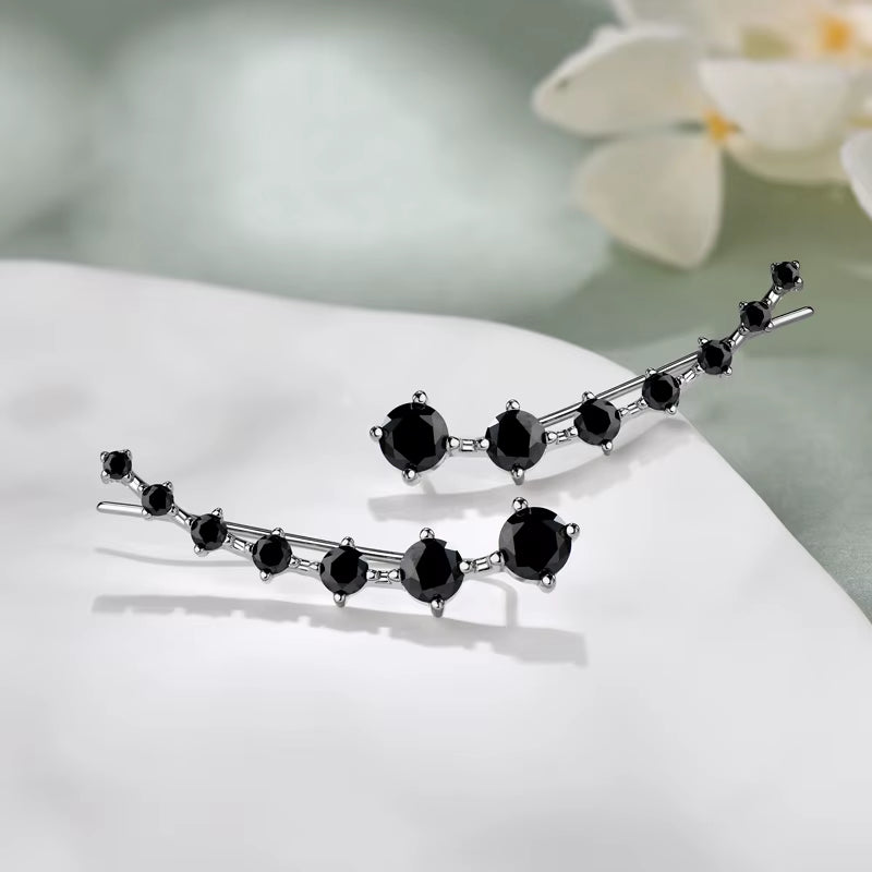 925 Silver Full Moissanite Earrings Climber 7 Star Crawler Stud Ear Cuff for Women Black White Moissanite Jewelry Gifts