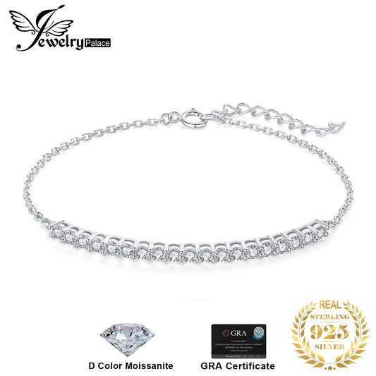 Moissanite D Color round Cut 925 Sterling Silver Adjustable Link Bracelet for Woman Yellow Rose Gold Plated