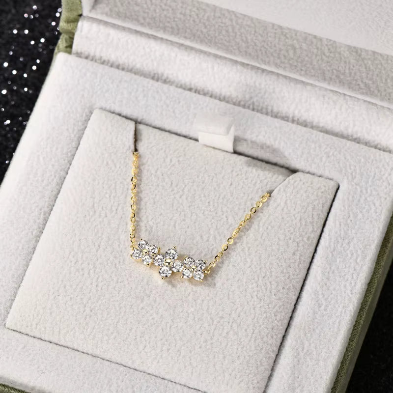 D0.88CT Four Leaf Clover Moissanite Pendant Necklace 925 Silver Adjustable Chain for Women Christmas Valentine'S Day Gift