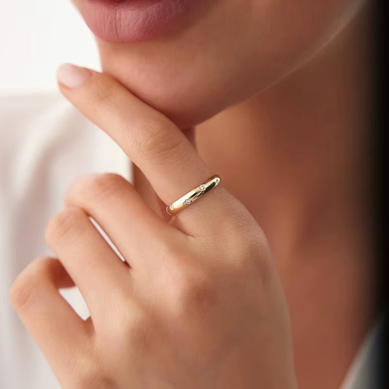 18K Gold Plated Moissainte Ring 925 Silver Wedding Engagement Promise Rings for Women Jewelry Rose Gold Bezel Setting Band