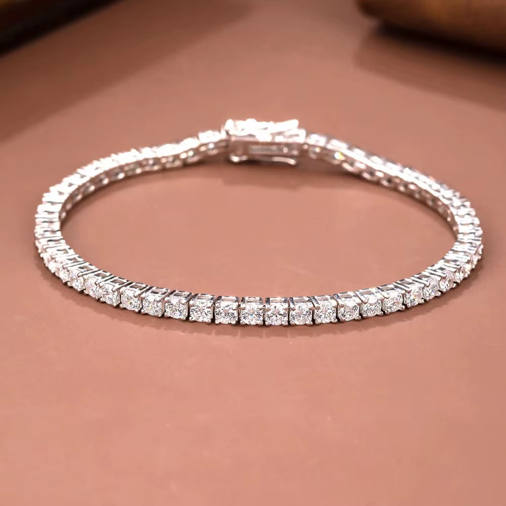 D VVS1 Moissanite Tennis Bracelet Original 925 Sterling Silver GRA Certified Bracelets for Women Man Plated 18K White Gold