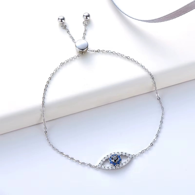 Real 100% Moissanite Evil Eye Bracelet for Women 925 Silver Chain Original Charm Jewelry Luxury Gift for Party Birthday