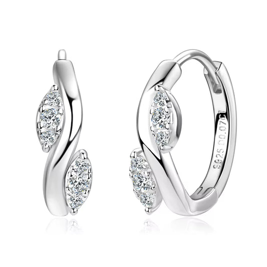 Women'S Hoop Leaf Moissanite Piercing Earrings Original 925 Sterling Silver Simple Small Earrings Fine Jewelry Daily Wear