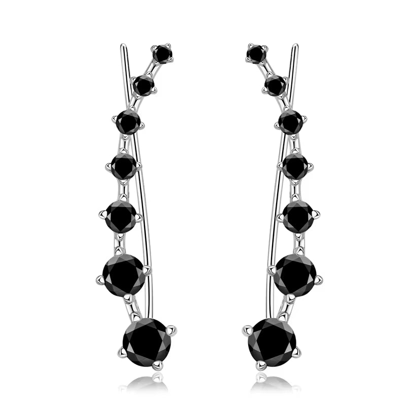 925 Silver Full Moissanite Earrings Climber 7 Star Crawler Stud Ear Cuff for Women Black White Moissanite Jewelry Gifts