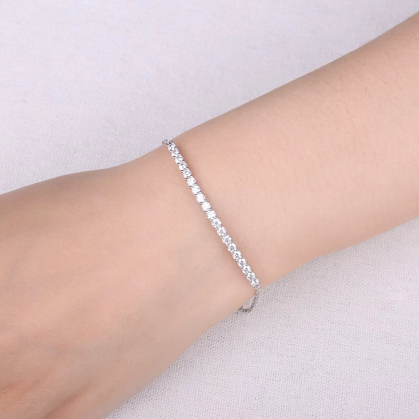 Moissanite D Color round Cut 925 Sterling Silver Adjustable Link Bracelet for Woman Yellow Rose Gold Plated