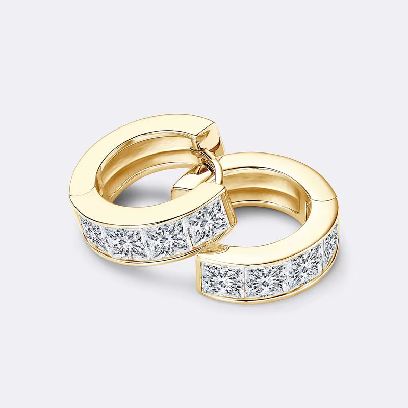 3.20CTTW Princess Cut Moissanite Hoop Earrings 100% 925 Silver for Women Jewelry Small Hoops Huggie Inner Diameter 11Mm