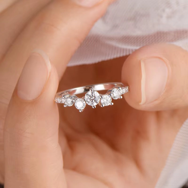 Real S925 Ring Cluster Moissanite Sterling Silver Wedding Engagement Finger Rings Fashion Band for Women Fine Jewelry GRA