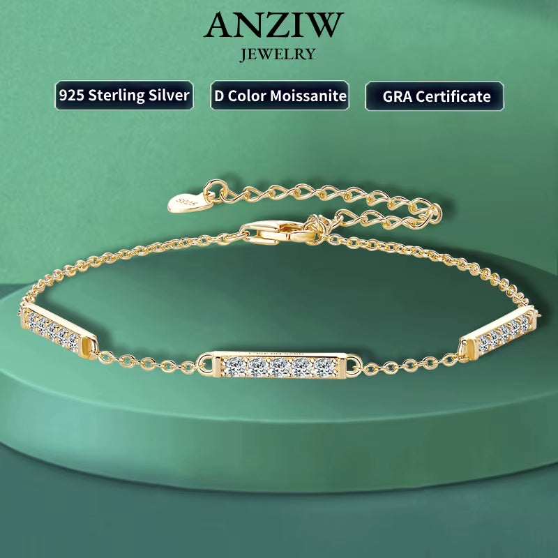 2024 Trend Moissanite Bracelet Plated 18K Gold 925 Silver Hand Chain Fashion Bracelets for Women Gifts Jewelry with Certificate