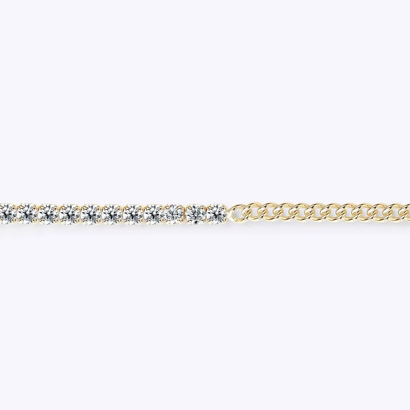 100% Real 925 Silver Bracelet 3Mm D Color Moissanite 18K Gold Plated Half Tennis Cuban Bracelet for Women Original Jewelry