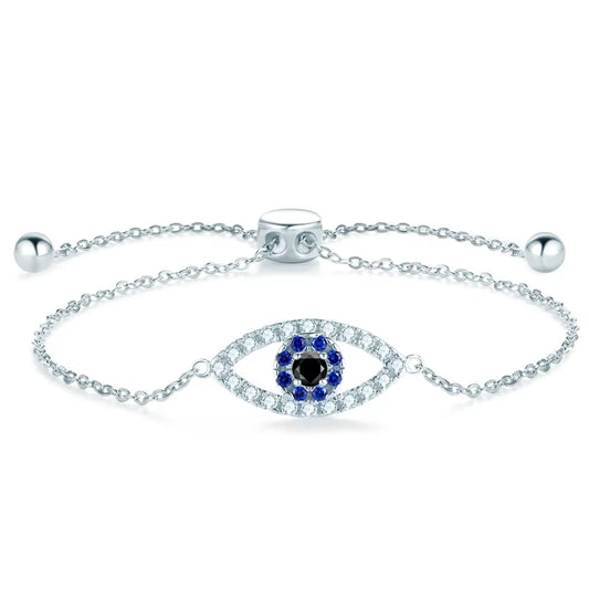 Real 100% Moissanite Evil Eye Bracelet for Women 925 Silver Chain Original Charm Jewelry Luxury Gift for Party Birthday